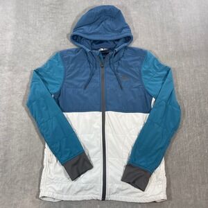 The North Face Womens Medium Blue Gray Color Block Full Zip Hooded Jacket